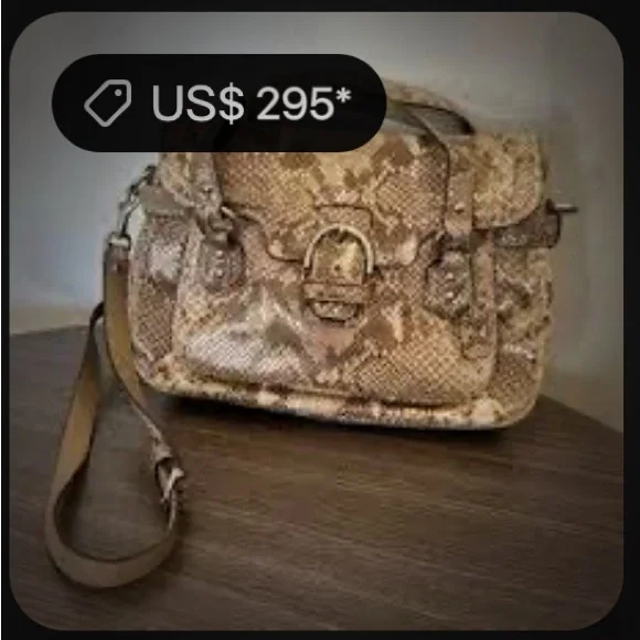 Vintage style Y2K Coach Tan Snake Print Women's Bag crossbody purse handbag - Picture 4 of 17